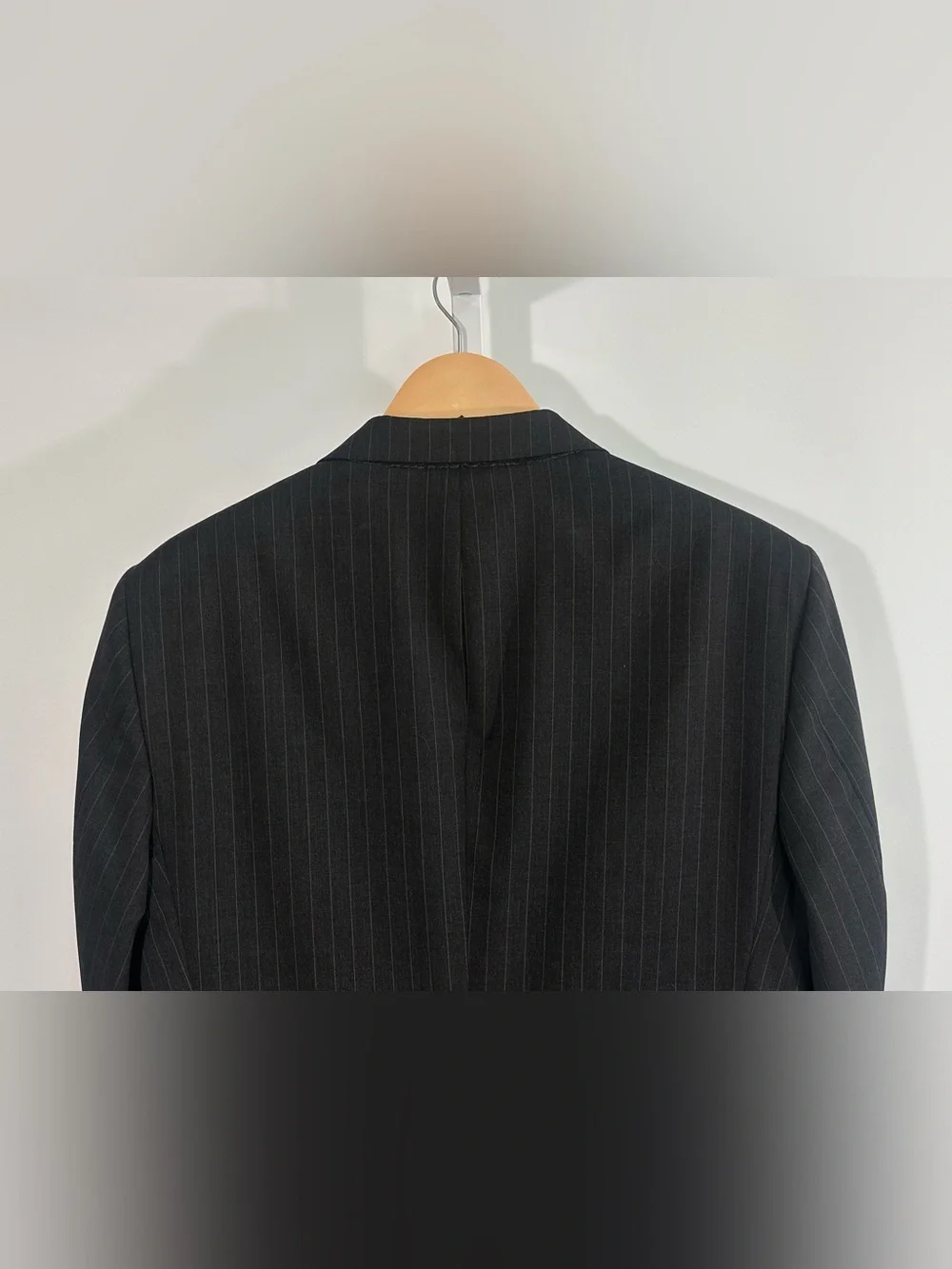 Brooks Bros 1818 Madison Pinstripe Wool Blazer 43R Black Estrato Tollegno Italy